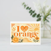 "Ich [Herz] Orange" Postkarte (Stehend Vorderseite)