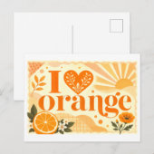 "Ich [Herz] Orange" Postkarte (Vorne/Hinten)