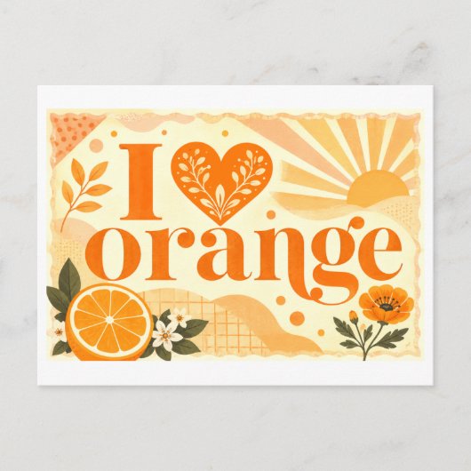 "Ich [Herz] Orange" Postkarte (Vorderseite)