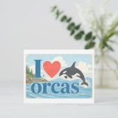 "Ich [Herz] Orcas" Postkarte (Stehend Vorderseite)