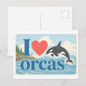 "Ich [Herz] Orcas" Postkarte (Vorne/Hinten)