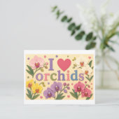 "Ich [Herz] Orchideen" Postkarte (Stehend Vorderseite)