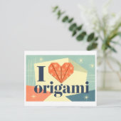 "Ich [Herz] Origami" Postkarte (Stehend Vorderseite)