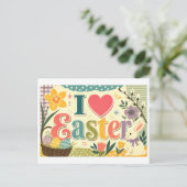 "Ich [Herz] Ostern" Postkarte (Stehend Vorderseite)
