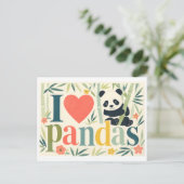 "Ich [Herz] Pandas" Postkarte (Stehend Vorderseite)