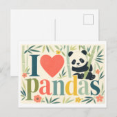 "Ich [Herz] Pandas" Postkarte (Vorne/Hinten)