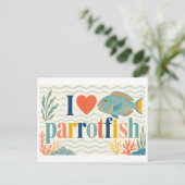 "Ich [Herz] Papageifisch" Postkarte (Stehend Vorderseite)
