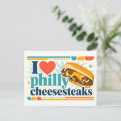 "Ich [Herz] Philly Cheesesteaks" Postkarte (Stehend Vorderseite)