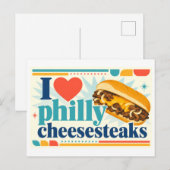 "Ich [Herz] Philly Cheesesteaks" Postkarte (Vorne/Hinten)