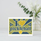 "Ich [Herz] Pickleball" Postkarte (Stehend Vorderseite)