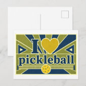 "Ich [Herz] Pickleball" Postkarte (Vorne/Hinten)