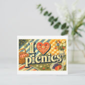 "Ich [Herz] Picknicks" Postkarte (Stehend Vorderseite)