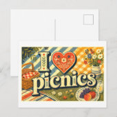 "Ich [Herz] Picknicks" Postkarte (Vorne/Hinten)
