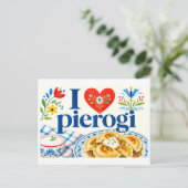 "Ich [Herz] Pierogi" Postkarte (Stehend Vorderseite)