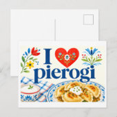 "Ich [Herz] Pierogi" Postkarte (Vorne/Hinten)