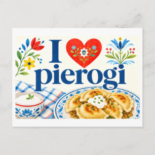 "Ich [Herz] Pierogi" Postkarte
