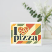 "Ich [Herz] Pizza" Postkarte (Stehend Vorderseite)
