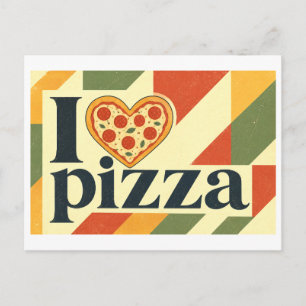 "Ich [Herz] Pizza" Postkarte