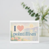 "Ich [Herz] Pointillismus" Postkarte (Stehend Vorderseite)