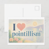"Ich [Herz] Pointillismus" Postkarte (Vorne/Hinten)