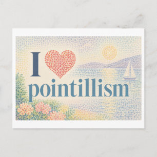 "Ich [Herz] Pointillismus" Postkarte