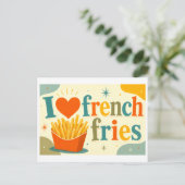 "Ich [Herz] Pommes frites" Postkarte (Stehend Vorderseite)