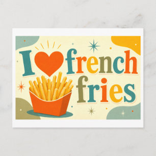 "Ich [Herz] Pommes frites" Postkarte