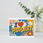 "Ich [Herz] Pop Art" Postkarte (Stehend Vorderseite)