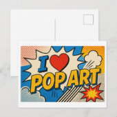 "Ich [Herz] Pop Art" Postkarte (Vorne/Hinten)