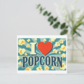 "Ich [Herz] Popcorn" Postkarte (Stehend Vorderseite)