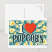 "Ich [Herz] Popcorn" Postkarte (Vorne/Hinten)