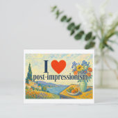"Ich [Herz] Post-Impressionismus" Postkarte (Stehend Vorderseite)