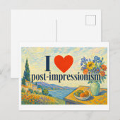 "Ich [Herz] Post-Impressionismus" Postkarte (Vorne/Hinten)