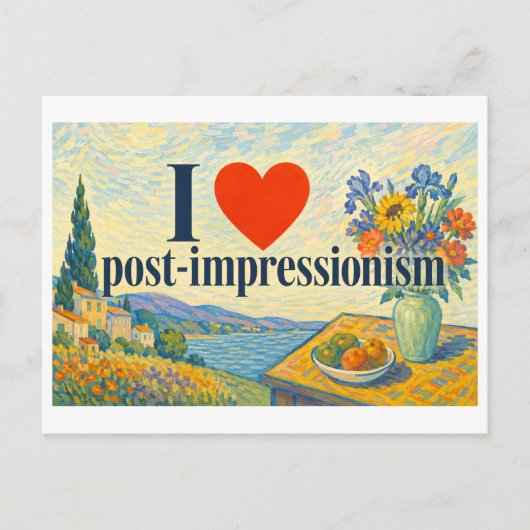 "Ich [Herz] Post-Impressionismus" Postkarte (Vorderseite)