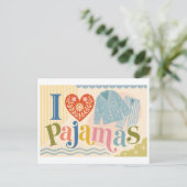 "Ich [Herz] Pyjama" Postkarte (Stehend Vorderseite)