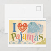 "Ich [Herz] Pyjama" Postkarte (Vorne/Hinten)