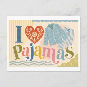 "Ich [Herz] Pyjama" Postkarte
