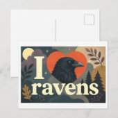 "Ich [Herz] Raben" Postkarte (Vorne/Hinten)