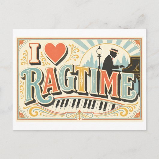 "Ich [Herz] Ragtime" Postkarte (Vorderseite)