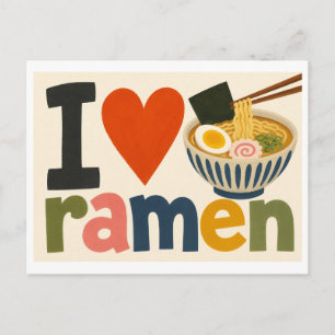 "Ich [Herz] Ramen" Postkarte