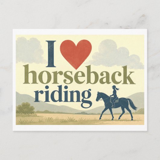 "Ich [Herz] Reiten" Postkarte (Vorderseite)