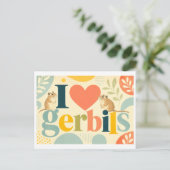 "Ich [Herz] Rennmäuse" Postkarte (Stehend Vorderseite)