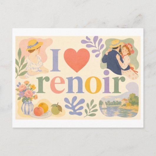 "Ich [Herz] Renoir" Postkarte (Vorderseite)