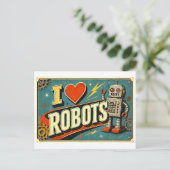 "Ich [Herz] Roboter" Postkarte (Stehend Vorderseite)