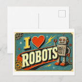 "Ich [Herz] Roboter" Postkarte (Vorne/Hinten)