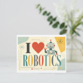 "Ich [Herz] Robotik" Postkarte (Stehend Vorderseite)