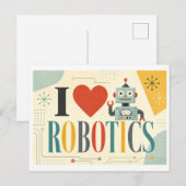 "Ich [Herz] Robotik" Postkarte (Vorne/Hinten)