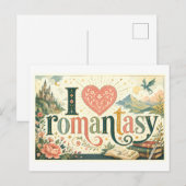 "Ich [Herz] Romantasy" Postkarte (Vorne/Hinten)