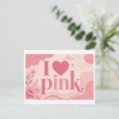 "Ich [Herz] Rosa" Postkarte (Stehend Vorderseite)