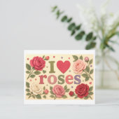 "Ich [Herz] Rosen" Postkarte (Stehend Vorderseite)